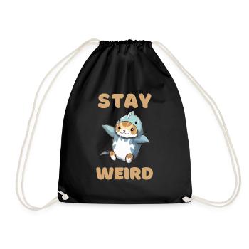Funny cat tees/ Stay weird T-Shirt - Drawstring Bag - black - Front