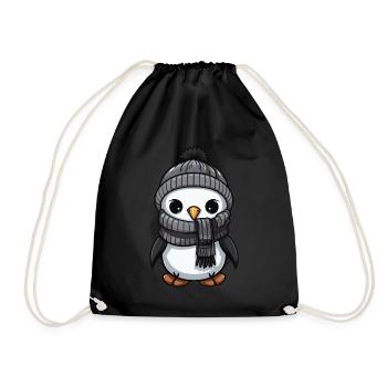 Penguin Winter Comic Cute - Drawstring Bag - black - Front