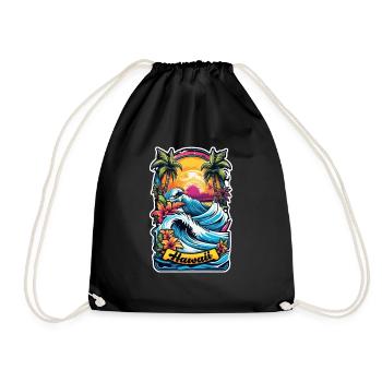 Surfing Beach Palm Tree Sunshine Holidays - Drawstring Bag - black - Front