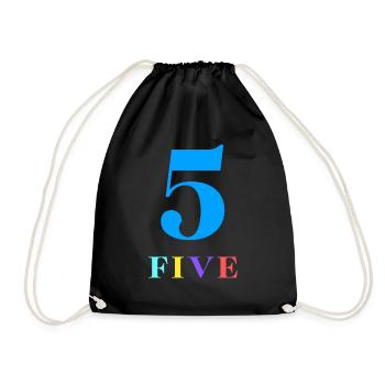 Five -5th Anniversary - Drawstring Bag - black - Front