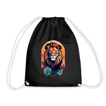 Lion, Lion Cub and Jungle - Drawstring Bag - black - Front