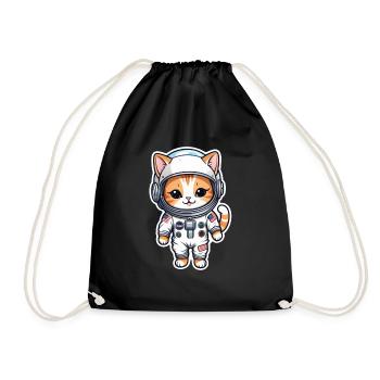 Astronaut Katze - Weltraum - Turnbeutel - Schwarz - Vorne