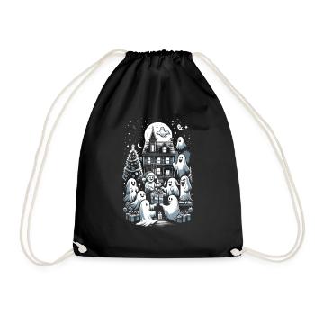 Ghostly Gift Exchange Ghostly Christmas - Drawstring Bag - black - Front