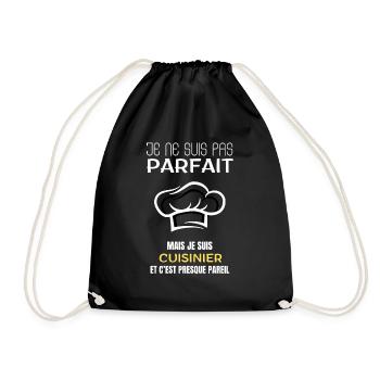 I'm not perfect but I'm a cook - Drawstring Bag - black - Front