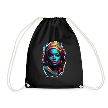 Afro Frau - Schönheit - Turnbeutel - Schwarz - Vorne