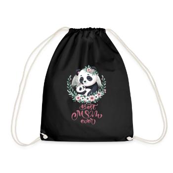 Best Mom Ever Panda Lover Floral Wreath I Mom - Turnbeutel - Schwarz - Vorne