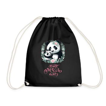 Best Mom Ever Panda Lover Floral Wreath I Mom - Turnbeutel - Schwarz - Vorne