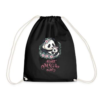 Best Mom Ever Panda Lover Floral Wreath I Mom - Turnbeutel - Schwarz - Vorne