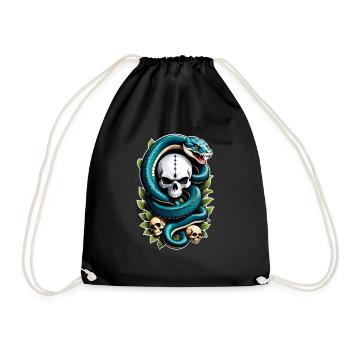 serpent squelette et tatouage - Sac de sport léger - noir - Devant