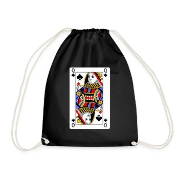 Spielkarten-Pik-Dame - Turnbeutel - Schwarz - Vorne