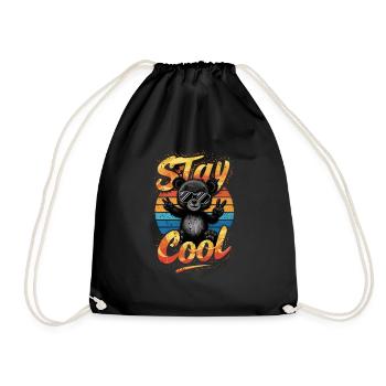 Cool bleiben - Lustiger Bär - Bär - Turnbeutel - Schwarz - Vorne