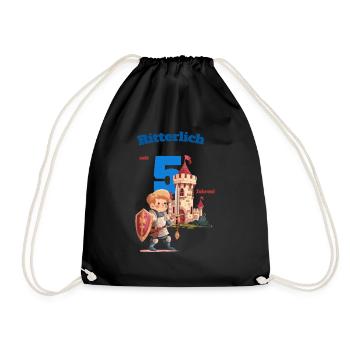 Knightly for 5 years - great knight motif - Drawstring Bag - black - Front