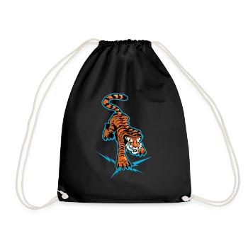 Tiger and lightning under the paws - Drawstring Bag - black - Front