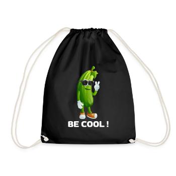 Cool Cucumber with Sunglasses - Drawstring Bag - black - Front