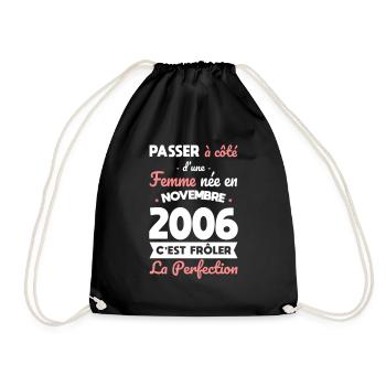 18th Birthday - Born in November 2006 - Drawstring Bag - black - Front