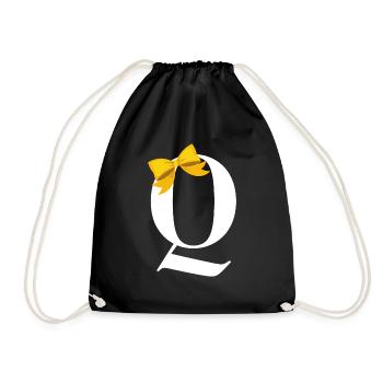Letter q yellow bow - Drawstring Bag - black - Front