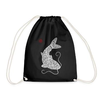 Koi Carp Pattern White - Drawstring Bag - black - Front