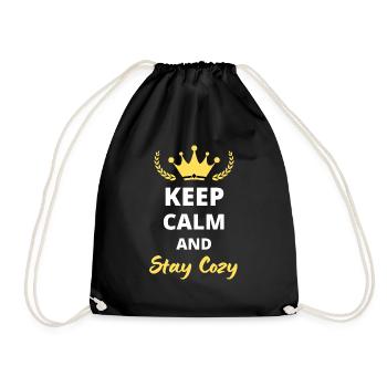 Keep Calm and Stay Cozy - Drawstring Bag - black - Front