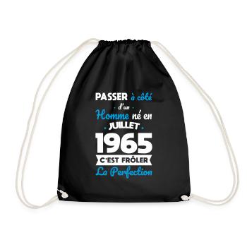 Anniversaire 60 ans - Né en Juillet 1965 - Sac de sport léger - noir - Devant