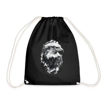 Eagle White-tailed Eagle Bird of Prey Bird of Prey Bird grey - Drawstring Bag - black - Front