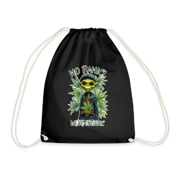 Cannabis Alien - NO PANIC WE ARE ORGANIC 1 - Turnbeutel - Schwarz - Vorne