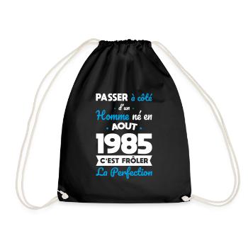Anniversaire 40 ans - Né en Août 1985 - Sac de sport léger - noir - Devant