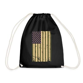 USA Camouflage Flagge - Turnbeutel - Schwarz - Vorne