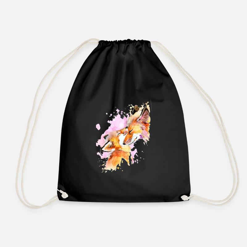Love my fox - Drawstring Bag - black