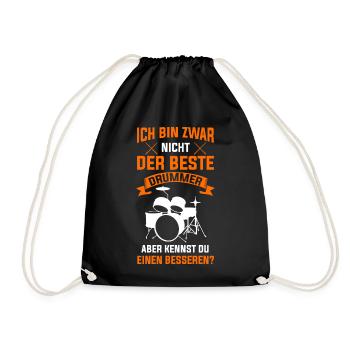 Drummer Schlagzeug Drumset Musiker Trommeln - Turnbeutel - Schwarz - Vorne