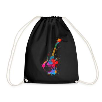 Gitarre Splash Bunt E-Gitarrist Musik Band - Turnbeutel - Schwarz - Vorne