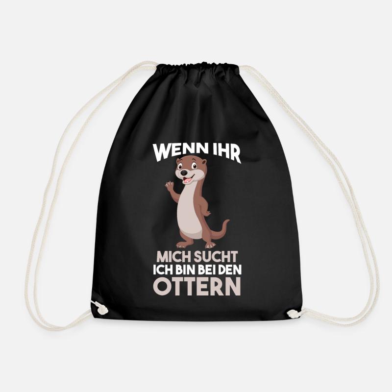 Ich bin bei den Ottern - Turnbeutel - Schwarz