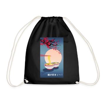 Orientalisch Japanische Kunst | Nudel-| Ramen - Turnbeutel - Schwarz - Vorne