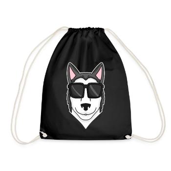 Siberian Husky Hund mit Sonnenbrille - Turnbeutel - Schwarz - Vorne