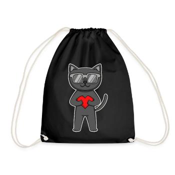 Bombay Katze mit Sonnenbrille und Herz - Turnbeutel - Schwarz - Vorne