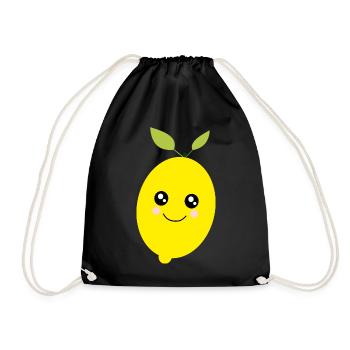 Kawaii Zitrone Limone Limette Kawaii Sticker - Turnbeutel - Schwarz - Vorne