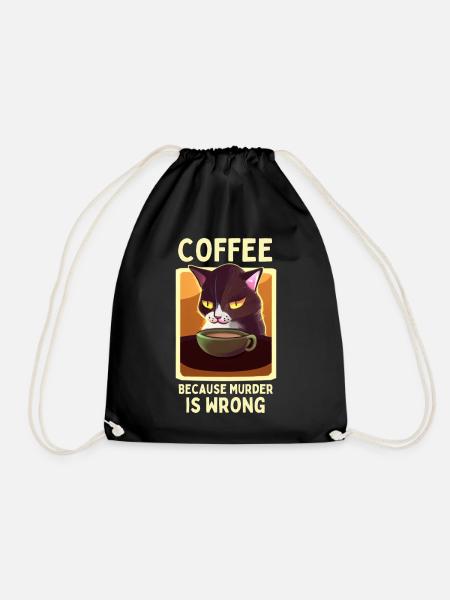 Kaffee Katze lustiger Spruch Müde Katze Kaffee - Turnbeutel - Schwarz