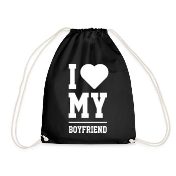I Love My Boyfriend - Boyfriend Funny Gift - Drawstring Bag - black - Front