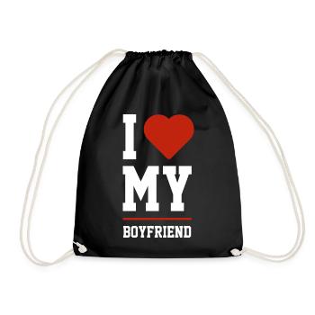 I Love My Boyfriend - Boyfriend Funny Gift - Drawstring Bag - black - Front
