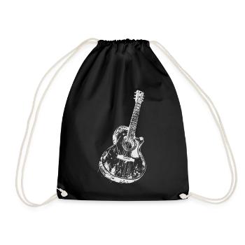White Acoustic Guitar for Musical Enthusiasts - Drawstring Bag - black - Front