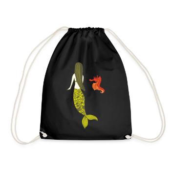 Date de sirène avec hippocampe - Sac de sport léger - noir - Devant