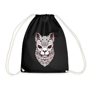 Fascinating cat mask in tribal design - Drawstring Bag - black - Front