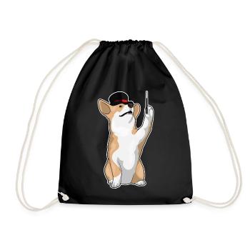 Corgi Wizard Wand - Drawstring Bag - black - Front