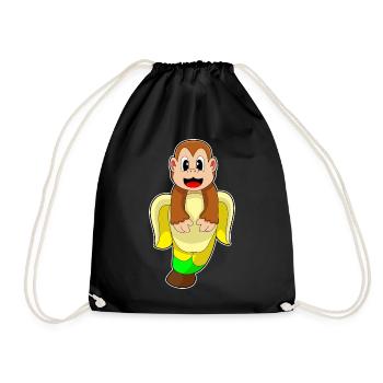 Affe Banane - Turnbeutel - Schwarz - Vorne