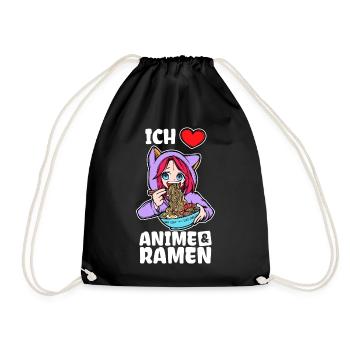 Ich Liebe Anime Ramen Herz Statement Manga - Turnbeutel - Schwarz - Vorne