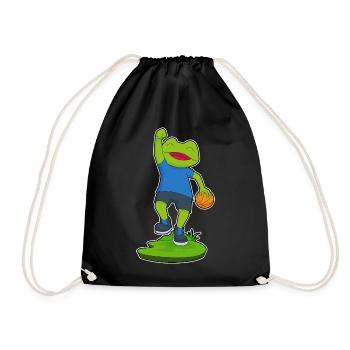 Frog Basketball Player Basketball - Drawstring Bag - black - Front