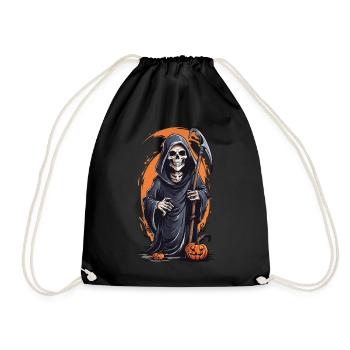 Kleiner Halloween Sensenmann lustiger Oktober - Turnbeutel - Schwarz - Vorne