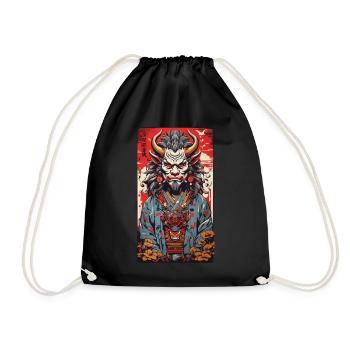 Retro Oni Anime Design Vintage Streetwear Stil - Turnbeutel - Schwarz - Vorne