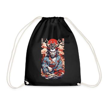 Oni Demon Anime Streetwear Retro Design Aesthetic - Drawstring Bag - black - Front