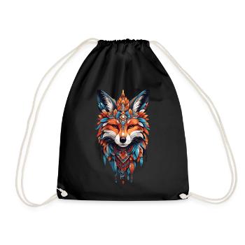 Fuchs Mandala Yoga Zen Spiritualität Meditation - Turnbeutel - Schwarz - Vorne