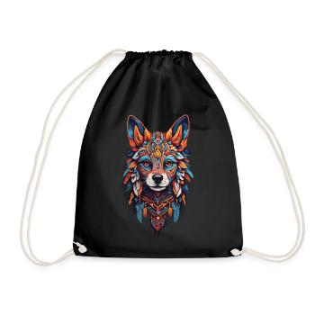Schamanen Hund Spirit Bohemian Design - Turnbeutel - Schwarz - Vorne